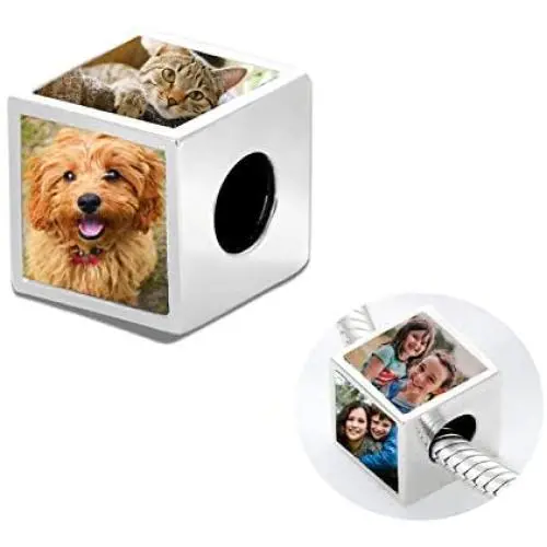 LONAGO Personalized Four-Sided Photo Charm 925 Sterling Silver Customized Bead Holds 4 Images Pictures Fit Pandora Bracelet for Women LONAGO Personalized Four-Sided Photo Charm 925 Sterling Silver Customized Bead Holds 4 Images Pictures Fit Pandora Bracelet for Women