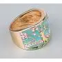N-A Lucky Flower Tree Rings Gold Pink Opal Green Enamel Wide Ring for Woman Party Crystal Vintage Jewelry