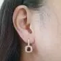 Dazzlingrock Collection 10K Each 6 MM Cushion Gemstone & Round Diamond Ladies Halo Style Dangling Drop Earrings, Rose Gold
