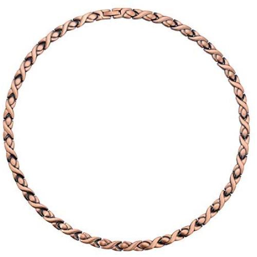 Feraco Copper Magnetic Therapy Necklace for Women Men Pain Relief for Arthritis 99.99% Pure Solid Copper Chain Necklace with Magnets Unique X Shape Links Adjustable