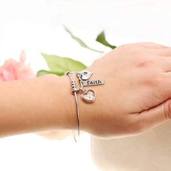 Uloveido Christian Faith Extendable Bangle, Stainless Steel, Heart Mustard Seed Bracelets Y642
