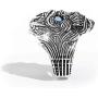 Demon Skull Ring for Men, Cool Devil Ring Halloween Biker, Gothic Blue Eye Skull Ring, Alien Skull Cocktail Party Ring, Vintage Punk Jewelry Gift for Men Boys