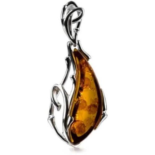 Sterling Silver Amber Flower Nectar Pendant