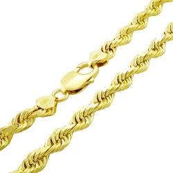 Nuragold 10k Yellow Gold 7mm Solid Rope Chain Diamond Cut Necklace, Mens Jewelry Lobster Lock 22'' 24'' 26'' 28'' 30''