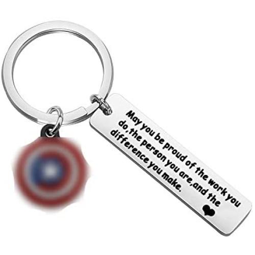 SEIRAA The Avengers Inspire Gift Captain America Keychain You Make a Difference Shield Keychain American Hero Jewelry Inspirational Quote