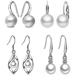 4 Pairs Dangle Earrings for Women Girls Swarovski Crystals Thread Drop Earrings set with Gift Box