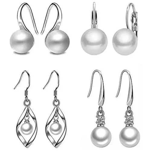 4 Pairs Dangle Earrings for Women Girls Swarovski Crystals Thread Drop Earrings set with Gift Box