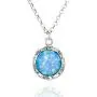 Stera Jewelry Sterling Silver Necklace & 10mm Shimmering Created Blue or White Opal Round Pendant Stera Jewelry Sterling Silver Necklace & 10mm Shimmering Created Blue or White Opal Round Pendant
