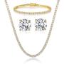 18K Yellow Gold Plated Tennis Necklace/Bracelet/Earrings Sets Pack of 3