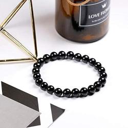 Marka Jewelry Natural Black Tourmaline Bracelet for Men and Women, 8mm