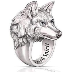 Wolf Ring for Men, Norse Viking Wolf Head Ring, Retro Wolf Totem Rings, Wolf Signet Rings, Amulet Ring, Animal Wolf Jewelry for Men Boys