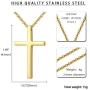 REVEMCN Gold Silver Black Cross Necklace, Simple Stainless Steel Cross Pendant Necklace for Men Women Kids 18-24 Inches Chain