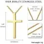 REVEMCN Gold Silver Black Cross Necklace, Simple Stainless Steel Cross Pendant Necklace for Men Women Kids 18-24 Inches Chain