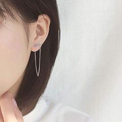 MIDUO Asymmetric dangle earrings for women White gold plated long chain drop earrings jewelry