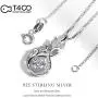 T400 925 Sterling Silver Cat Dog Fox Swan Pendant Necklace with Dancing Diamond Stone Cubic Zirconia Birthday Gift for Women Girls