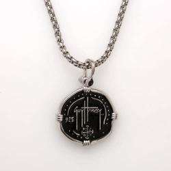 Guy Harvey Pirate Skull Pendant Black Enamel Sterling Silver on 22'' Durable Necklace Chain