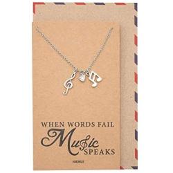 Quan Jewelry Music Note Necklace, Treble Clef Necklace, Best Musical Jewelry Gift for Music Lovers, 16 to 18 inches