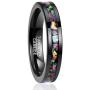 VAKKI 4mm/8mm Colorful Opal Inlay Tungsten Ring Black/Silver Tone Wedding Band Engagement Ring for Men Women Comfort Fit Size 4-12
