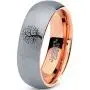 Blossom Nature Tree Ring - Tungsten Band 8mm - Men - Women - 18k Rose Gold Step Bevel Edge - Yellow - Grey - Blue - Black - Brushed - Polished - Wedding - Gift Dome Flat