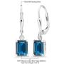 Gem Stone King 925 Sterling Silver London Blue Topaz Earrings 3.97 Cttw Gemstone Birthstone Emerald Cut 8X6MM