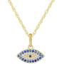SOLIDGOLD- 14K Yellow Gold Crystal Clear & Blue CZ Evil Eye Pendant and an Adjustable Necklace Chain
