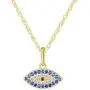 SOLIDGOLD- 14K Yellow Gold Crystal Clear & Blue CZ Evil Eye Pendant and an Adjustable Necklace Chain SOLIDGOLD- 14K Yellow Gold Crystal Clear & Blue CZ Evil Eye Pendant and an Adjustable Necklace Chain