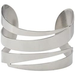 COUYA Stainless Steel Wide Swirl Armlet Armband Bangle Bracelet Silver Hand Arm Cuff for Women Punk Jewelry