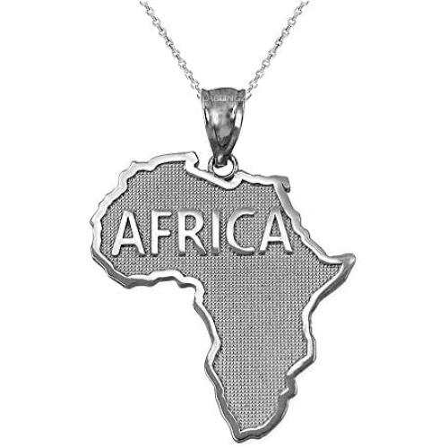 Sterling Silver Africa Map Pendant Necklace