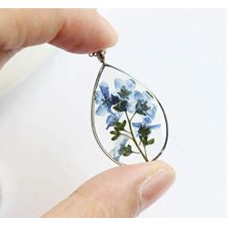 SI EASY Pressed Flower Pendant Necklace Real Dried Flower Resin Jewellery