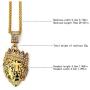 Aiyo Fashion Hip Hop Jewelry Crown Lion Head Pendant Iced Out Clear Rhinestones Curb Cuban Chain Stainless Steel Necklace