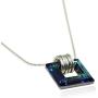 Stera Jewelry Sterling Silver Necklace Made with Swarovski Bermuda Blue or AB Square Crystal Pendant