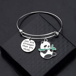 UJIMS Panda Gifts Funny Panda Bear Bracelet You are Stronger Than You Think Inspired Animal Panda Lovers Jewelry for BFF