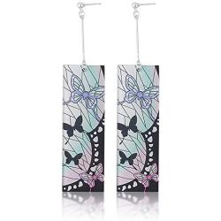 Demon Slayer Tanjiro Earrings - Kimetsu No Yaiba Acrylic Hanafuda Earrings - Good Ideal For Women and Girl