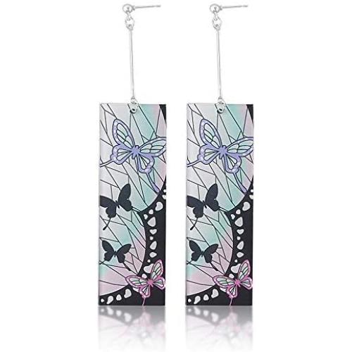 Demon Slayer Tanjiro Earrings - Kimetsu No Yaiba Acrylic Hanafuda Earrings - Good Ideal For Women and Girl
