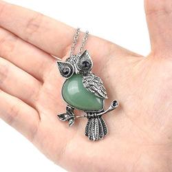 Top Plaza Owl Necklaces Healing Crystal Stone Pendant Reiki Spiritual Energy Gemstone Quartz Necklace Birthday for Women Men