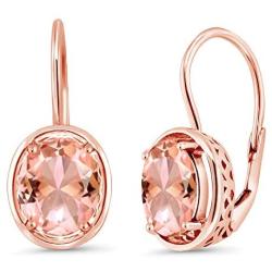 Gem Stone King 4.00 Ct Oval Peach Nano Morganite 18K Rose Gold Plated Silver Earrings