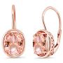Gem Stone King 4.00 Ct Oval Peach Nano Morganite 18K Rose Gold Plated Silver Earrings