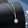 White Pearl Pendant Necklace Freshwater Cultured 7.5-8mm Dainty Single Pearl Necklace Silver Chain with Cubic Zirconia Jewelry Gifts for Women Girls