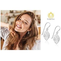 Big Apple Hoops - Mothers Day Sterling Silver Filigree Leaf Drop Dangle Earrings, Small Size, Thai Silver Earrings