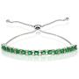 Sterling Silver Genuine, Created, or Simulated Princess-cut 3mm Adjustable Bolo Pull-string Tennis Bracelet