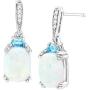 3 ct Natural Opal & Blue Topaz Drop Earrings with Diamonds in Sterling Silver