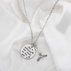 FUSTMW Hockey Charm Necklace She Believed She Could So She Did Ice Hockey Players Inspirational Gift Hockey Jewelry Gifts for Her