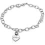 MyNameNecklace Personalized Link Bracelet with Engraved Dangle Heart Shape Charms Sterling Silver 925 or Gold Plating - Custom Made Mothers Jewelry Gift