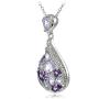 Ice Gems Sterling Silver African Amethyst, Amethyst and White Topaz Tonal Teardrop Necklace