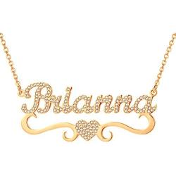 AIJIAO Sparkling Name Necklace Personalized Custom with Crystal Diamond Inlaid Choker for Women Girl Mom Jewelry Gifts -925 Sterling Silver & Stainless Steel