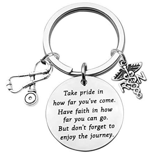 FUSTMW RN Nurse Keychain Gift RN Graduate Gifts Registered Nurse Gifts Medical Jewelry RN Charm Take Pride in How Far You Have Come Nurse Inspirational Gifts …