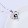 S925 Sterling Silver Puppy Dog Cat Pet Paw Print Love Heart Pendant Necklace 18 inches