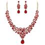 EVER FAITH Womens Austrian Crystal Art Deco Bridal Floral Wave S-Shaped Teardrop Necklace Earrings Set