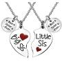 JQFEN Best Sister Ever Big Sister Little Sister Pendants Necklaces Friend Daughter Heart Necklace Jewelry