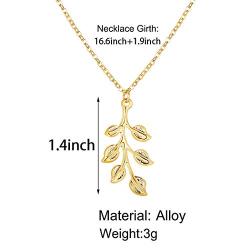 Aluinn Leaf Necklace Gold Dainty Olive Pendant Necklace Simple Necklace Chain Jewelry for Women and Teen Girls